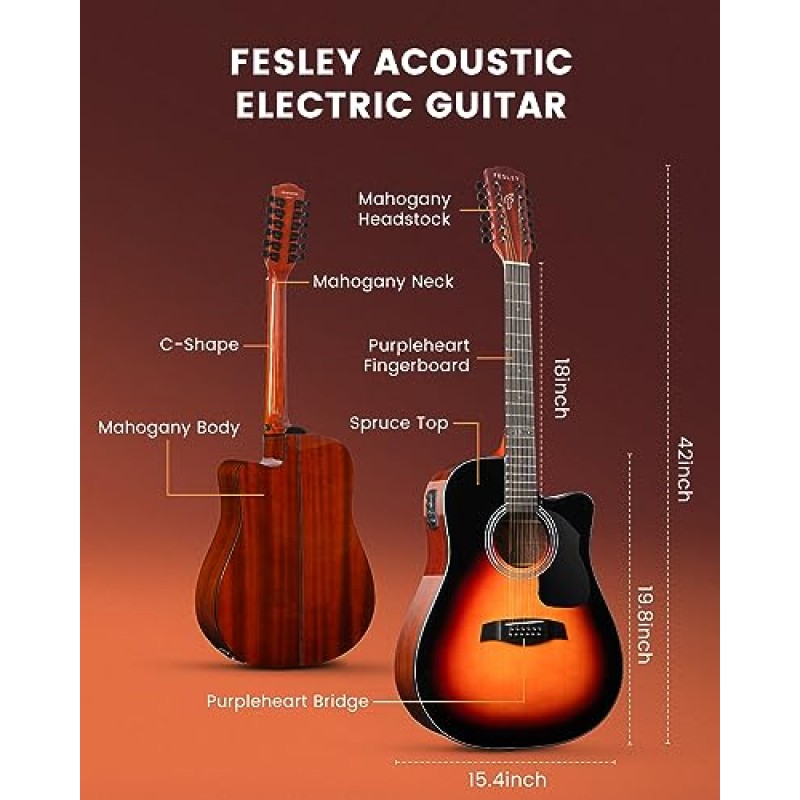 Fesley 12현 기타, 초보자 성인을 위한 42