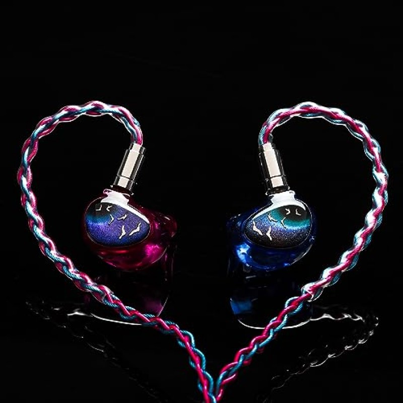 HiFiGo Kinera Celest PhoenixCall 1 DD+2BA+2 6mm 마이크로 평면 드라이버 인이어 모니터, 5 하이브리드 드라이버 IEM 인이어 이어폰(보라색-파란색, 3.5mm)