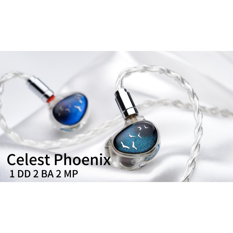 HiFiGo Kinera Celest PhoenixCall 1 DD+2BA+2 6mm 마이크로 평면 드라이버 인이어 모니터, 5 하이브리드 드라이버 IEM 인이어 이어폰(보라색-파란색, 3.5mm)