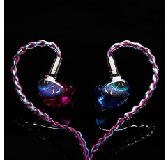 HiFiGo Kinera Celest PhoenixCall 1 DD+2BA+2 6mm 마이크로 평면 드라이버 인이어 모니터, 5 하이브리드 드라이버 IEM 인이어 이어폰(보라색-파란색, 3.5mm)