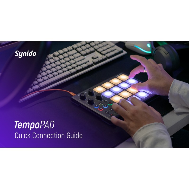 Synido TempoPAD USB MIDI 컨트롤러 음악 제작용 비트 메이커 머신, 내구성이 뛰어난 휴대용 가방이 포함된 초보자를 위한 휴대용 MIDI 비트 패드, 백라이트 드럼 패드, 지정 가능한 손잡이 4개