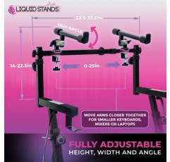 Liquid Stands 2단 키보드 스탠드 부착 - 54 - 88키 음악 키보드 및 신디사이저용 조정 가능한 전기 디지털 피아노 스탠드 - 사각 튜브 Z 스타일 스탠드용 더블 스탠드 확장기