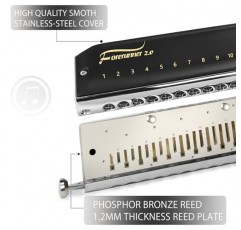 EAST TOP 밸브가 없는 FORERUNNER 2.0 업데이트 크로마틱 하모니카 12 홀 48 톤 C 키 크로매틱 입 오르간 성인, 초보자 및 학생을 위한 하모니카