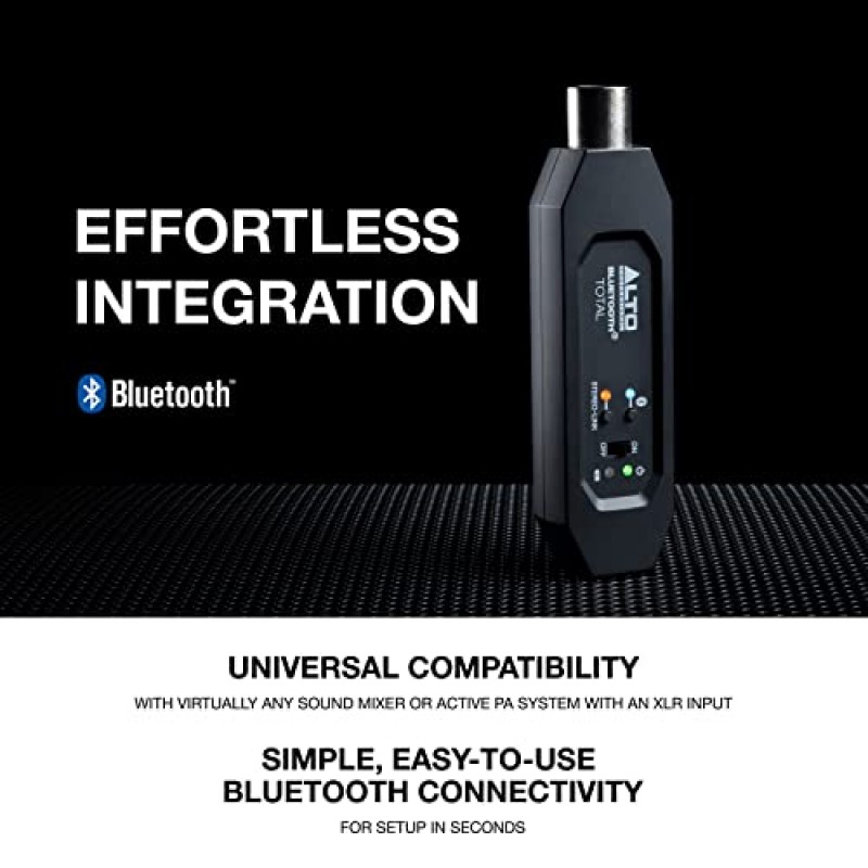 Alto Professional Bluetooth Total 2 - 믹싱 데스크/오디오 믹서 설정 및 활성 PA 시스템용 XLR 장착 충전식 Bluetooth 수신기