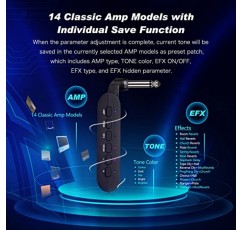 FLAMMA 기타 헤드폰 앰프 휴대용 28개 드럼 그루브 14가지 내장 효과 14가지 앰프 모델 5가지 톤 색상 지원 Bluetooth USB 오디오 녹음 및 재생 OTG 기능 홈 연습