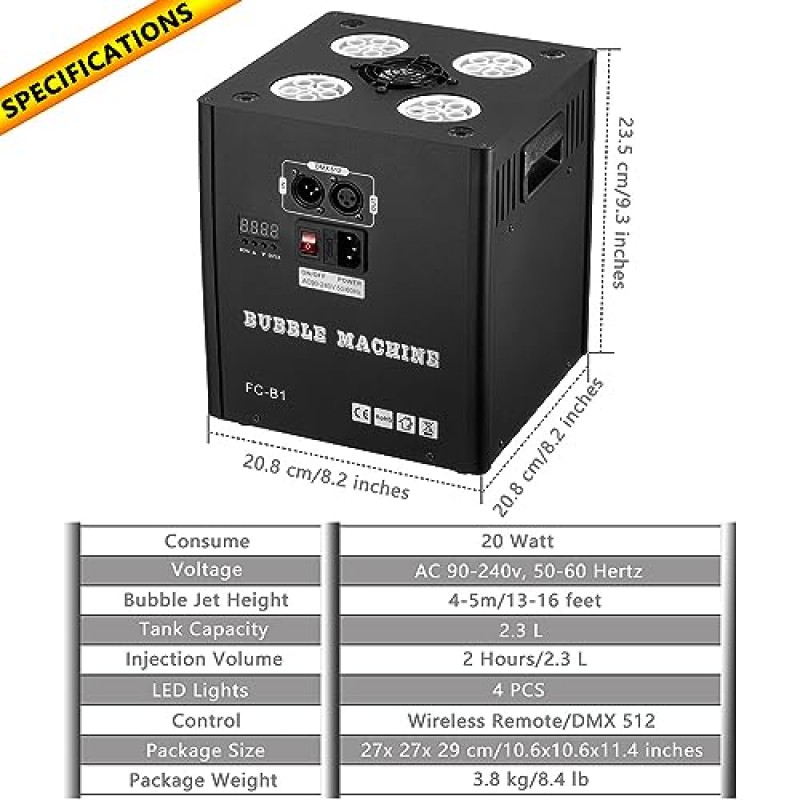 조명, DMX 제어, 무선 원격 기능을 갖춘 BORGOVA 상업용 버블 머신 - 결혼식, 어린이 파티, 무대 및 카니발에 적합