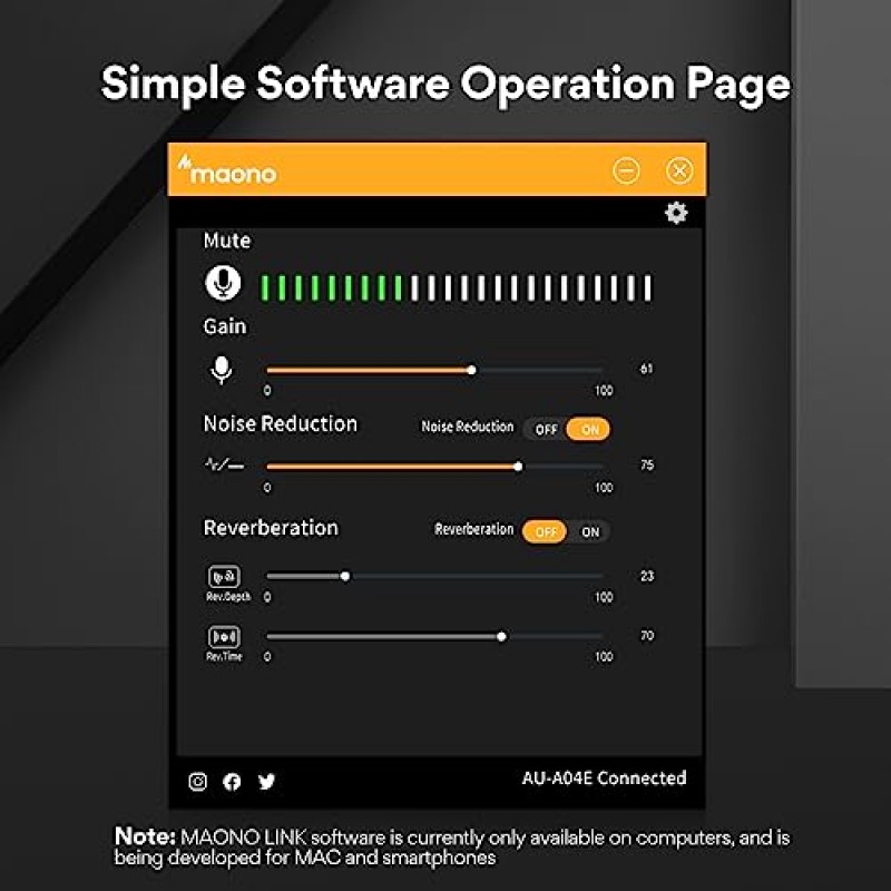 MAONO 팟캐스트 마이크, 노래, 녹음, 스트리밍, 게임, YouTube용 소프트웨어, 붐암 및 전문 사운드 칩셋이 포함된 PC용 USB 컴퓨터 마이크(AU-A04E) 블랙