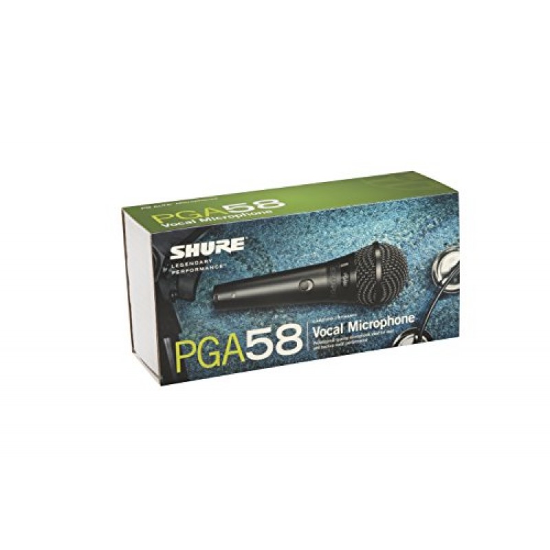 Shure PGA58 다이나믹 마이크 - 카디오이드 픽업 패턴을 갖춘 보컬용 휴대용 마이크, 개별 켜짐/꺼짐 스위치, 스탠드 어댑터 및 지퍼 파우치, 케이블 없음(PGA58-LC)