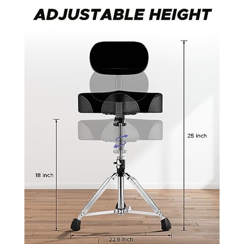 등받이가 있는 Starfavor 드럼 왕좌, 조절 가능한 드럼 스툴, 안장 드럼 시트, 등받이가 있는 드럼 의자, DoubleBraced 삼각대가 있는 견고한 드럼 왕좌 시트 모토사이클 스타일, 추가 드럼 키, ST-600