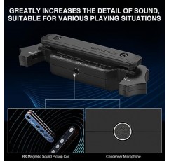 무선 어쿠스틱 기타 픽업 어쿠스틱 기타 내장 볼륨 조절용 충전식 자기 및 마이크 사운드홀 픽업(검은색)