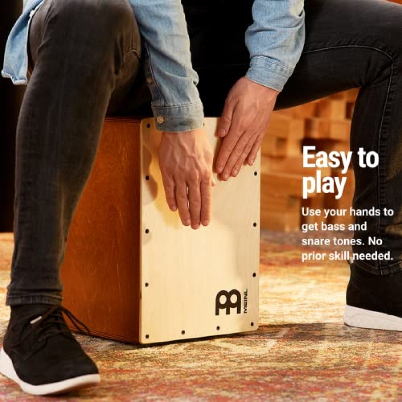 Meinl Percussion Jam Cajon 박스 드럼(어쿠스틱 음악용 스네어 및 베이스 톤 포함) — 유럽산 — 발트 자작나무, 직접 연주, 2년 보증(JC50LBNT)