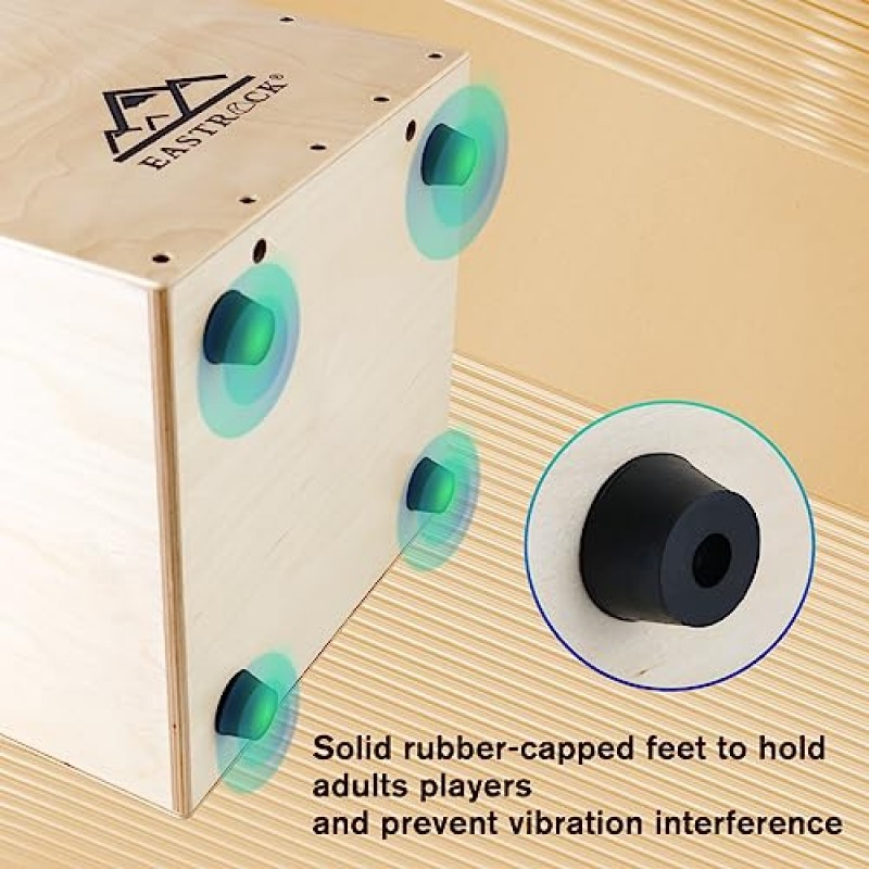 EastRock Cajon 드럼 박스 드럼 초보자 및 전문가를 위한 나무 타악기 박스 드럼, 내부 기타 현 포함, 풀 사이즈