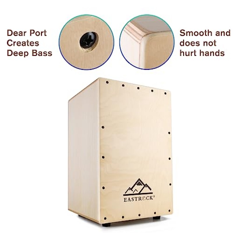 EastRock Cajon 드럼 박스 드럼 초보자 및 전문가를 위한 나무 타악기 박스 드럼, 내부 기타 현 포함, 풀 사이즈