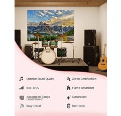 EVENRISING Art Acoustic Panels with Self-Adhesive,48 x 32인치 Acoustic Wall Art,방음 폼 패널보다 더 나은 장식,녹음 스튜디오/가정/사무실 음향 처리,Sunshine Gold Mountai