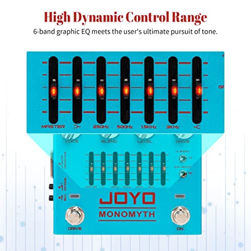 JOYO 베이스 기타 페달 베이시스트 일렉트릭 기타 베이스용 EQ 및 소음 감소 기능이 있는 오버드라이브 앰프 시뮬레이터 이펙트 페달(MONOMYTH R-26)