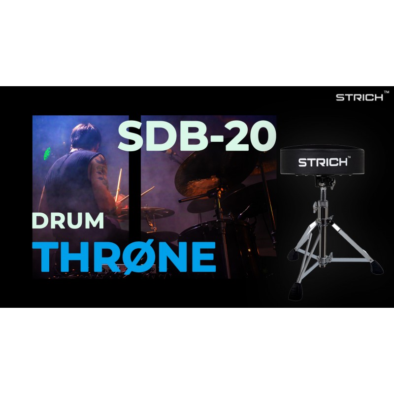 STRICH 드럼 왕좌 시트, 높이 조절 가능한 패딩 드럼 스툴 의자, 5A 드럼스틱이 있는 헤비 듀티 회전 기타 스툴, SDB-20