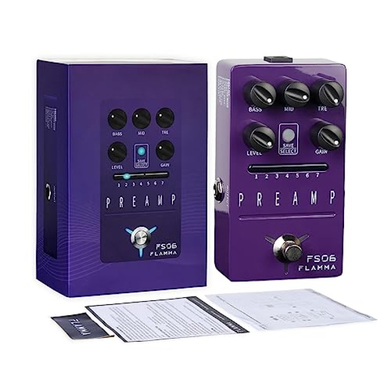 FLAMMA FS06 디지털 프리앰프 페달 기타 이펙트 페달(캐비닛 시뮬레이션 내장) 7 프리앰프 모델 저장 가능한 프리셋