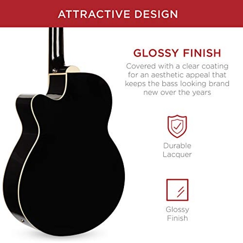 Best Choice Products 어쿠스틱 일렉트릭 베이스 기타 - 풀 사이즈, 4현, 프렛 베이스 기타 - 블랙