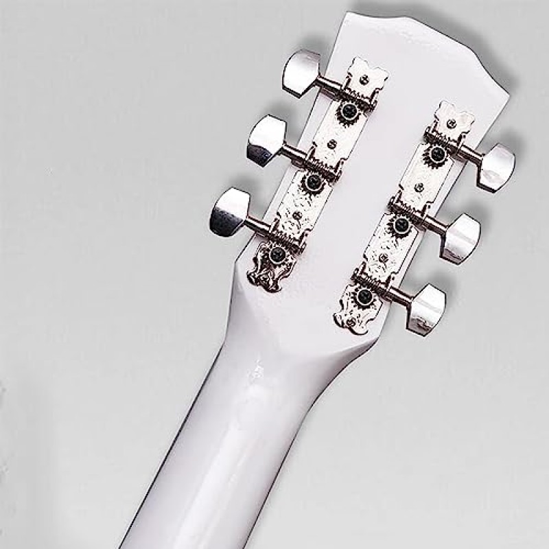 Rosefinch 38인치 어쿠스틱 기타 초보자를 위한 3/4 장면 전환 포크 기타 키트 어린이 청소년 성인 스타터 번들, 가방, 스트랩, 픽, 6개의 강철 현, 튜너, 카포, 현 와인더(오른손용 흰색 38') 포함