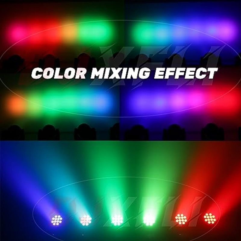 무빙 헤드 라이트 빔 워시 12x12W LED 무대 조명 RGBW 4in1 전문 DMX 512 스트로브 효과 사운드 활성화 DJ 나이트 클럽용 DJ 조명 디스코 KTV 바 쇼(1 팩)