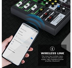 Asmuse 4 채널 오디오 믹서, USB가 포함된 휴대용 미니 사운드 믹서 콘솔, PC 녹음/DJ 무대/방송용 휴대용 디지털 사운드 인터페이스