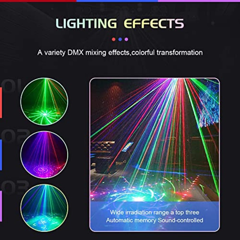 21 눈 무대 조명 디스코 Dj 파티 스트로브 조명 실내 사운드 활성화 RGB UV 볼 조명 DMX512 제어 LED Ravelight 홈 파티 가라오케 생일 웨딩 바