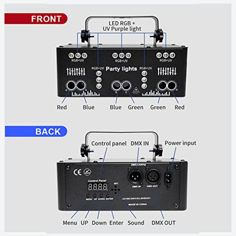 21 눈 무대 조명 디스코 Dj 파티 스트로브 조명 실내 사운드 활성화 RGB UV 볼 조명 DMX512 제어 LED Ravelight 홈 파티 가라오케 생일 웨딩 바