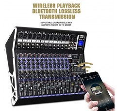 녹음용 Weymic MX-80 전문 믹서(8채널) DJ 스테이지 가라오케/W 그래픽 이퀄라이저 및 DSP 이펙터, 녹음 입력용 USB 드라이브, XLR 마이크 잭, 48V 전원, RCA 출력