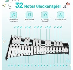 Giantex 32 Note 전문 글로켄슈필 벨 키트, 조절 가능한 스탠드가 있는 타악기 실로폰, 보면대, 8' 연습 패드, 벨 말렛 한 쌍, 나무 드럼스틱, 휴대용 가방