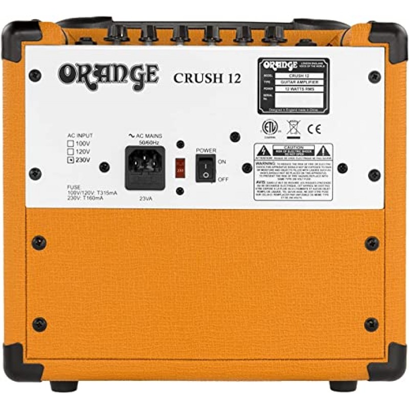 Orange Crush 12 12W 1x6 기타 콤보 앰프 번들(Pig Hog Woven 악기 케이블, 전원 케이블 및 액체 오디오 연마 천 포함)(3개 품목)