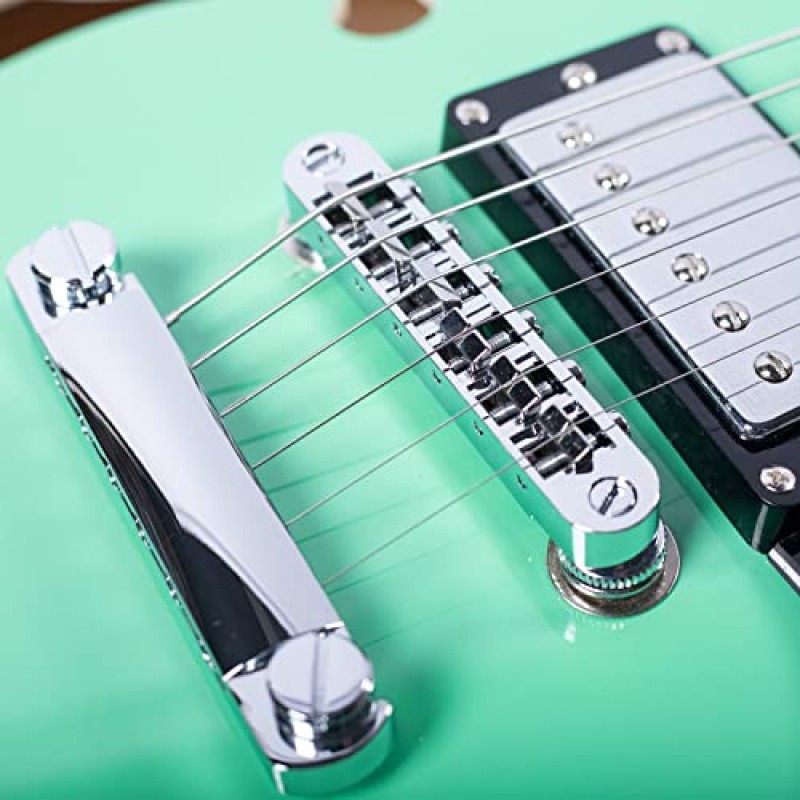 Redid 세미 할로우 바디 일렉트릭 기타 RD-100 F-홀, 메이플 넥, 험버커 픽업이 있는 재즈 기타(녹색)