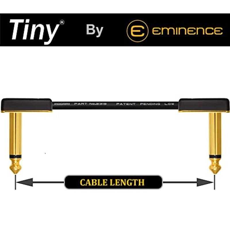 세계 최고의 케이블 6개 유닛 - 4인치 - 페달, 효과, 패치, Mogami 2319 와이어 및 Eminence 소형 금도금 각진 TS 커넥터를 사용하여 맞춤 제작한 악기 케이블