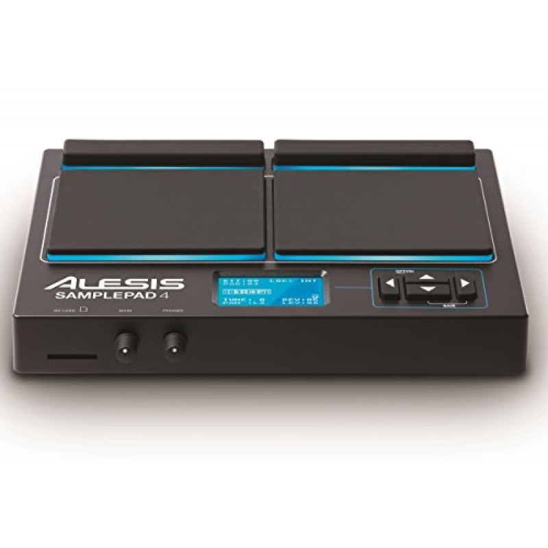 Alesis 샘플 패드 4 | 속도 감지 패드 4개, 드럼 사운드 25개, SD/SDHC 카드 슬롯을 갖춘 소형 타악기 및 샘플 트리거링 악기, 검정색