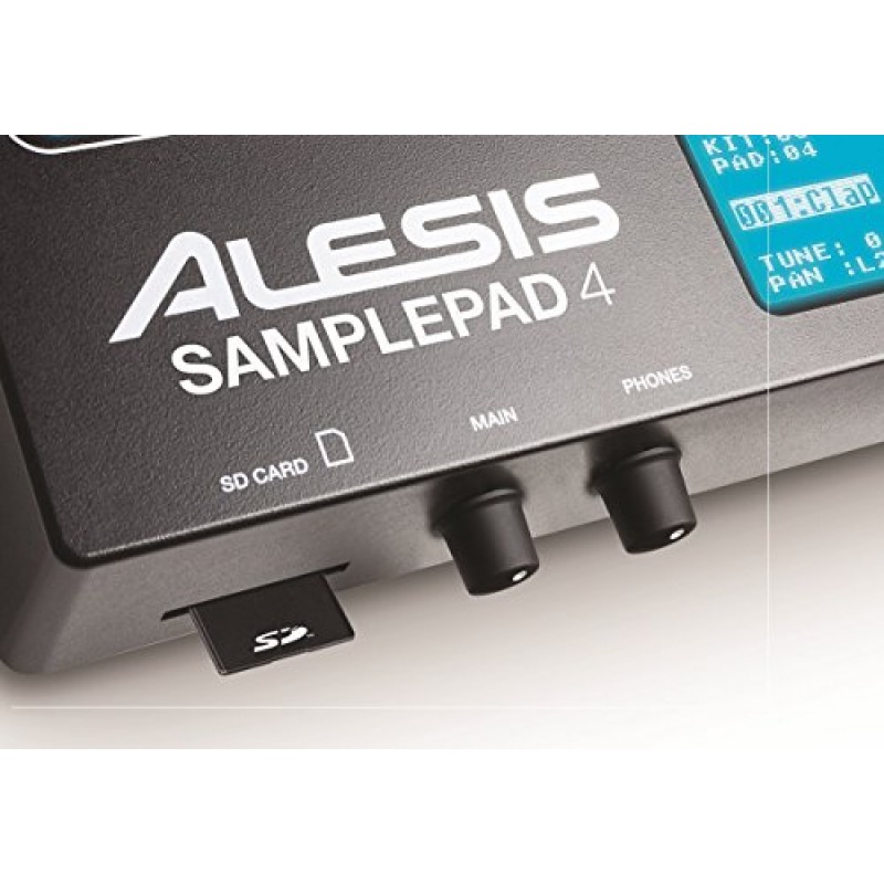 Alesis 샘플 패드 4 | 속도 감지 패드 4개, 드럼 사운드 25개, SD/SDHC 카드 슬롯을 갖춘 소형 타악기 및 샘플 트리거링 악기, 검정색
