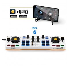 Hercules DJControl Mix – 스마트폰(iOS 및 Android)용 Bluetooth 무선 DJ 컨트롤러 – dJay 앱 – 데크 2개