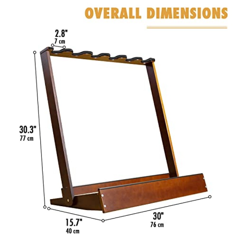 여러 기타를 위한 기타 랙, 견목 기타 스탠드 접이식 기타 플로어 랙, 전기 기타 또는 베이스 기타 6대용, 또는 가정, 스튜디오, 무대용 어쿠스틱 기타 3대용 소프트 패딩 기타 디스플레이 홀더