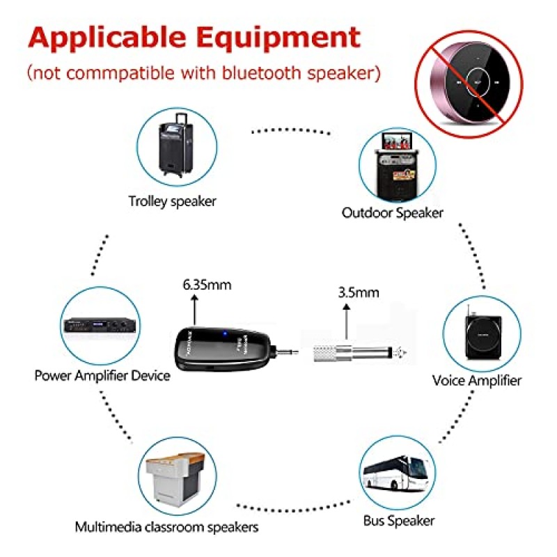 XIAOKOA UHF 무선 악기 마이크, 색소폰 마이크, 무선 수신기 및 송신기, 160ft 범위, 플러그 앤 플레이, 트럼펫, 클라리넷, 첼로에 적합