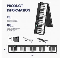 코세인 88 건반 디지털 피아노, 접이식 피아노 키보드 [풀 사이즈/세미 웨이트/터치 감지] 휴대용 피아노와 피아노 가방, [블루투스 & 미디] 초보자, 청소년, 성인을 위한 전자 피아노 키보드