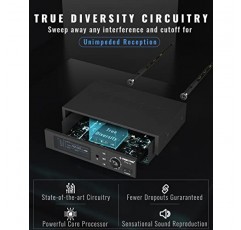 Phenyx Pro True Diversity 무선 마이크 시스템(조정 가능 채널 1000개 포함), 단일 무선 마이크 세트(자동 스캔 포함), 노래, 무대 및 스튜디오용 UHF 전문 다이나믹 마이크(PTU-1U)