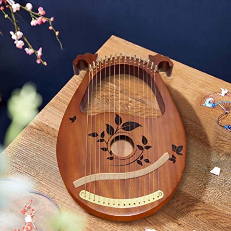 INKNOTE Lyre Harp, 16 금속 현 마호가니 Lyre Harp (튜닝 렌치 포함), 16 Pcs 예비 현 세트, 매뉴얼, 추천, 악기 어린이를위한 검은 색 Gig Bag 성인 전문 초보자 음악 애호가 선물