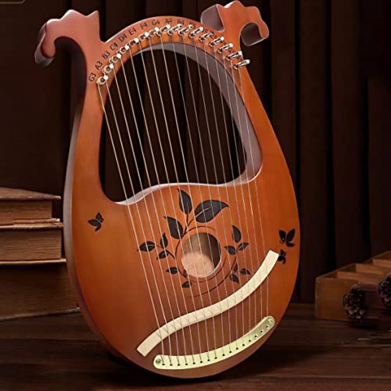 INKNOTE Lyre Harp, 16 금속 현 마호가니 Lyre Harp (튜닝 렌치 포함), 16 Pcs 예비 현 세트, 매뉴얼, 추천, 악기 어린이를위한 검은 색 Gig Bag 성인 전문 초보자 음악 애호가 선물