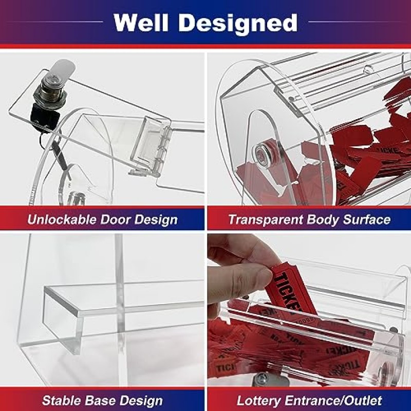 아크릴 추첨식 드럼, 투명 추첨식 티켓 드럼 스피너 케이지, 복권 게임용 투명 추첨식 티켓 상자, 빙고, 추첨식 공