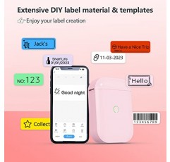 PikDik 미니 블루투스 라벨 메이커 - 테이프가 있는 D11 핑크 라벨 메이커 기계 라벨링 항아리용 휴대용 라벨 프린터 라벨러 홈 정리 사무실