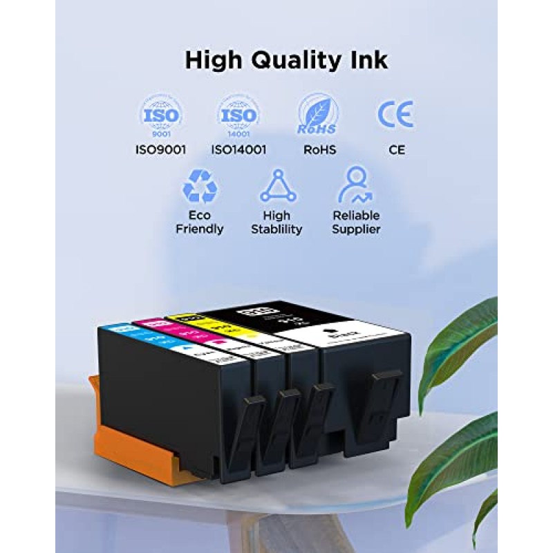 910XL 잉크 카트리지 대용량(4팩) HP Officejet Pro 8020 잉크 카트리지와 호환 OfficeJet Pro 8025 8020 8028 8035 8022 프린터(1BK/1C/1M/1Y)와 함께 사용하는 HP 910 XL 잉크 교체용 잉크 카트리지