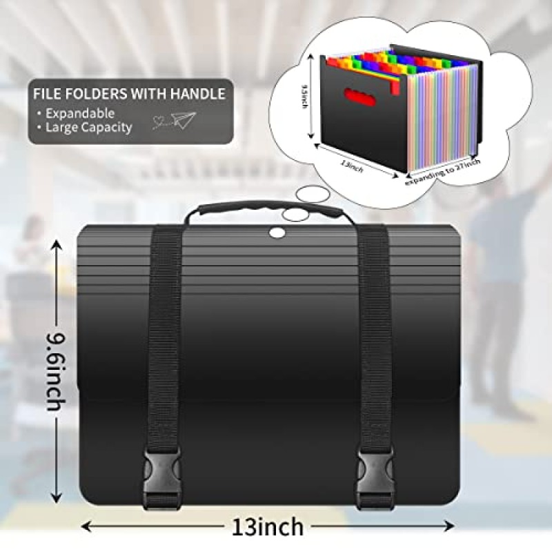 아코디언 파일 정리 손잡이가 있는 확장 파일 폴더, 25개의 포켓 휴대용 파일링 박스, 아코디언 파일 폴더 홈 스쿨용 확장 가능한 문서 정리함 사무실 여행 문서 용지 보관함