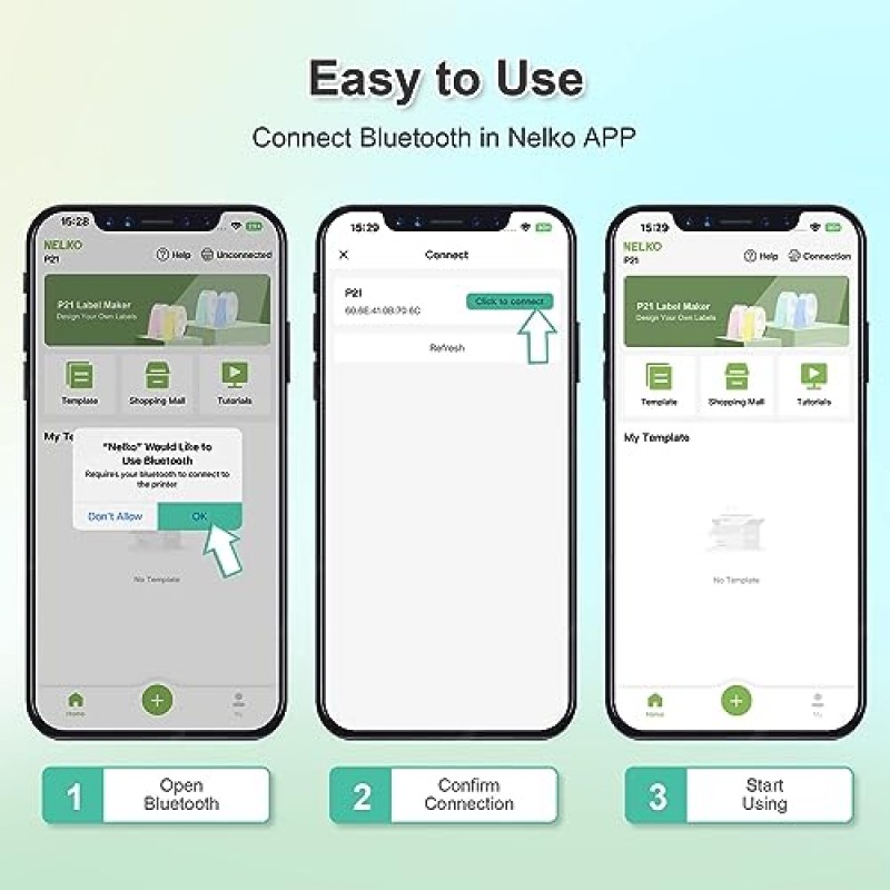 테이프가 포함된 NELKO 라벨 제조기, P21 휴대용 블루투스 라벨 프린터, 무선 내장 커터 스티커 제조기 보관 정리를 위한 여러 템플릿이 있는 미니 라벨 제조기 사무실 홈, 흰색