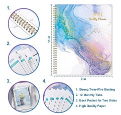 2024 월간 플래너 - 2024년 1월부터 2024년 12월까지의 12월 플래너, 8.75' x 11', 탭이 있는 2024 캘린더 플래너, 내부 포켓