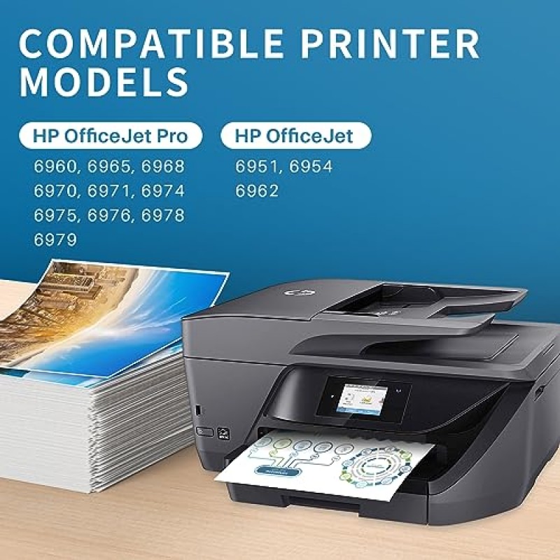 HP OfficeJet Pro 6978 6968 6970 6962 6960 6975 6950 6954 6958 6951 프린터용 HP 902XL 902 잉크 카트리지 콤보 팩용 902XL 잉크 카트리지 교체(검정색, 청록색, 자홍색, 노란색, 4팩)