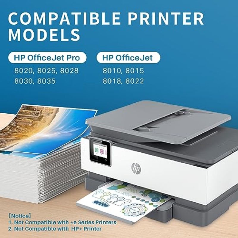 HP OfficeJet Pro 8020, 8025, 8028, 8030, 8035, OfficeJet 8010, 8015, 8018, 8022 프린터용 HP 910XL 910 잉크 카트리지 콤보 팩용 910XL 잉크 카트리지 교체(4팩, 1BK/1C/1M/1Y)