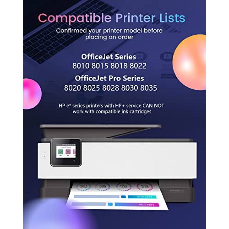 HP Officejet Pro 8020 잉크 카트리지용 910xl 910 잉크 카트리지 콤보 팩 HP 910XL 잉크 교체용 OfficeJet Pro 8020 8025 8028 8030 8035 8022 프린터(검정색, 청록색, 자홍색, 노란색)